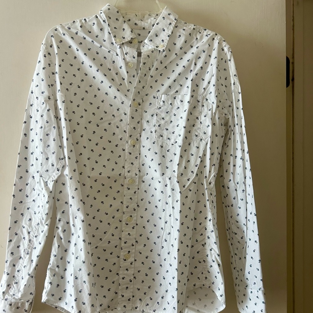 White Floral Dress Shirt